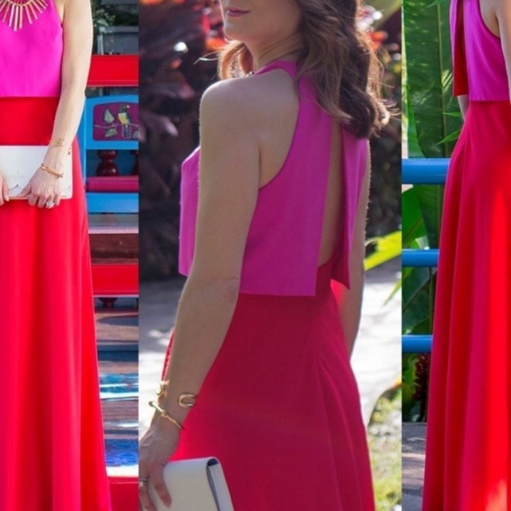 JILJIL STUART SIZE O RUNWAY LOOK PINK AND RED MAXI